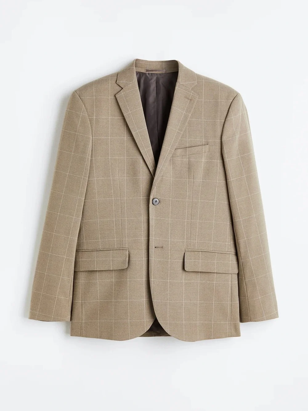 H&M MEN’S TAN SLIM FIT SINGLE-BREASTED JACKET